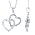 Pave Set Diamond Double Heart Necklace