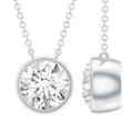 Bezel Set 1.36 Carat Round Moissanite Necklace in Silver