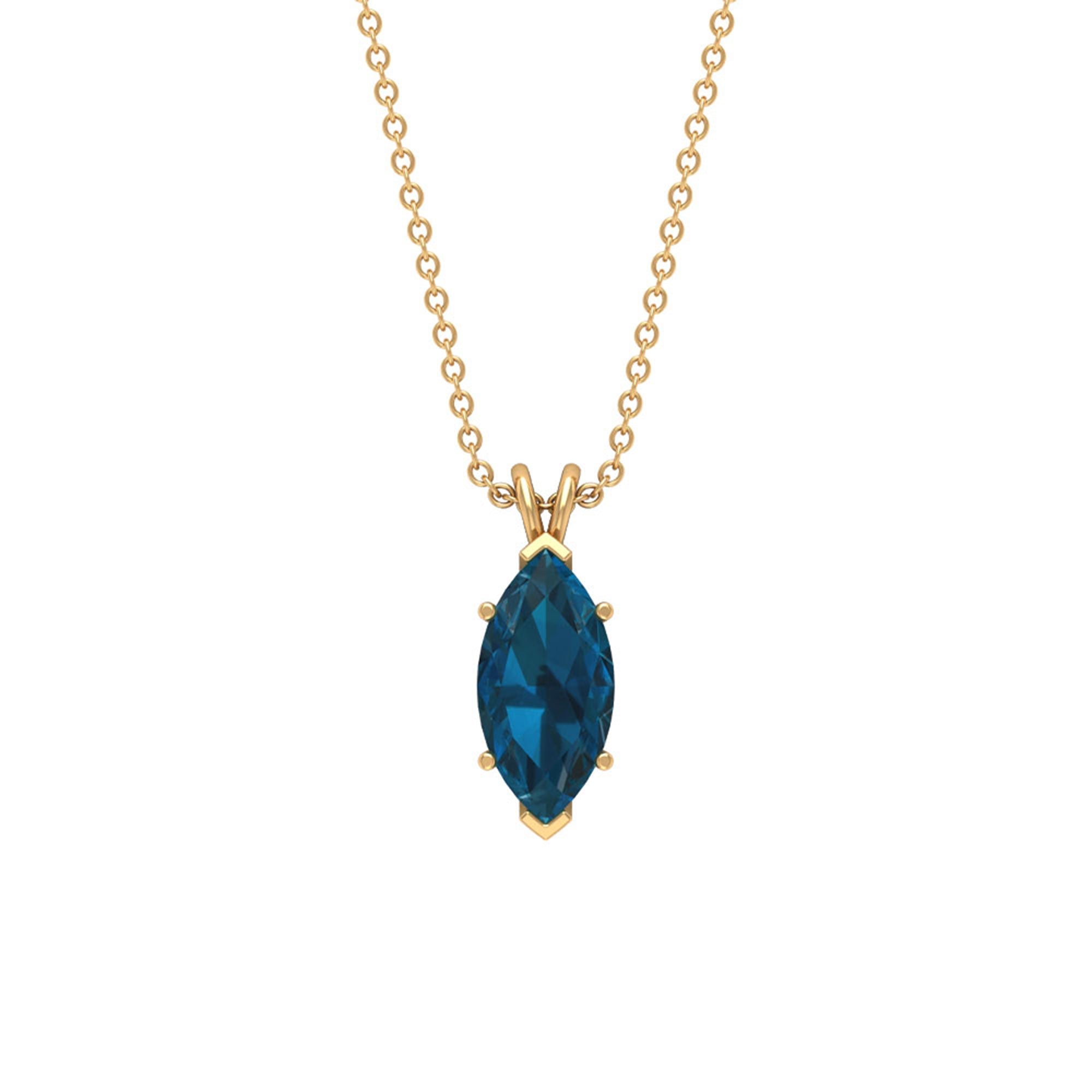 0.74 Carat Marquise Cut London Blue Topaz Solitaire Pendant