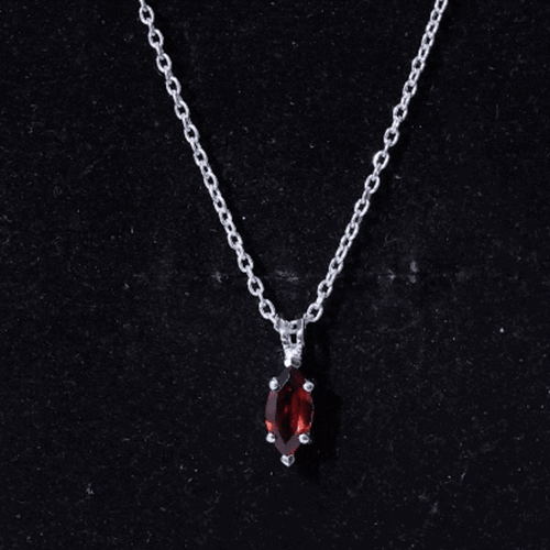 0.75 Carat Marquise Cut Garnet Solitaire Necklace With Chain