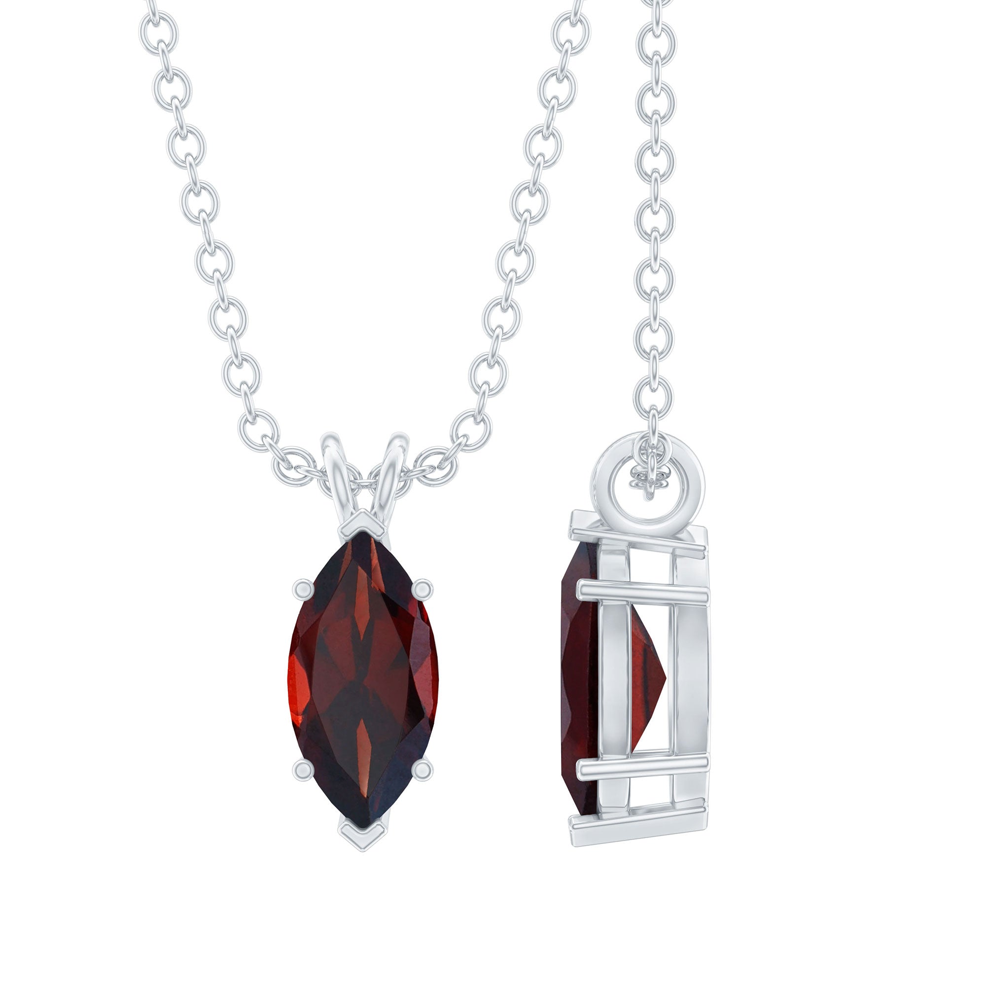0.75 Carat Marquise Cut Garnet Solitaire Necklace With Chain