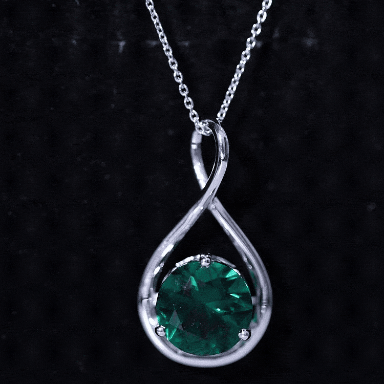 AAAA Grade 3.5 Carat Lab Created Emerald Infinity Necklace With Silver Chain