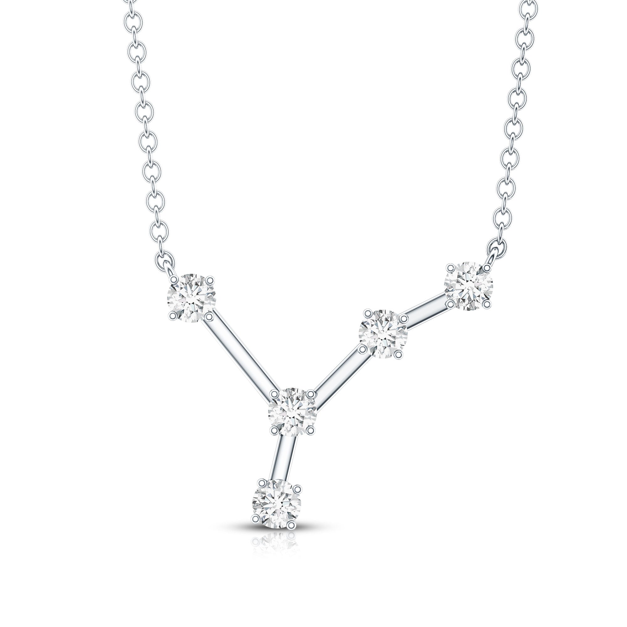 Natural Diamond Zodiac Cancer Constellation Necklace for Women