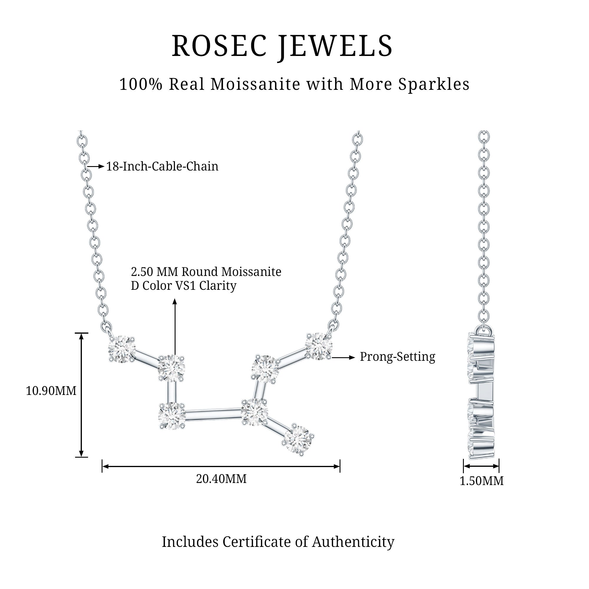 Moissanite Virgo Zodiac Constellation Necklace