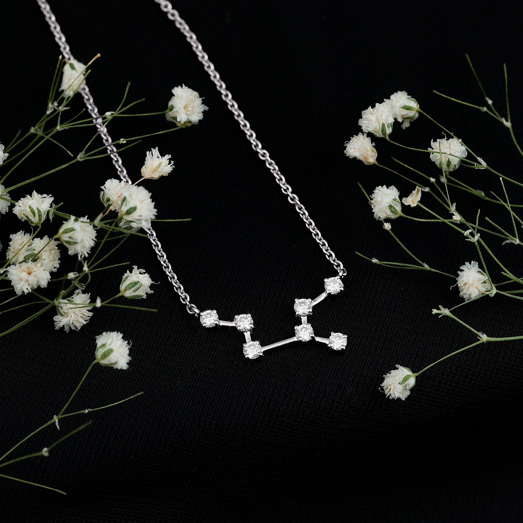 Moissanite Virgo Zodiac Constellation Necklace