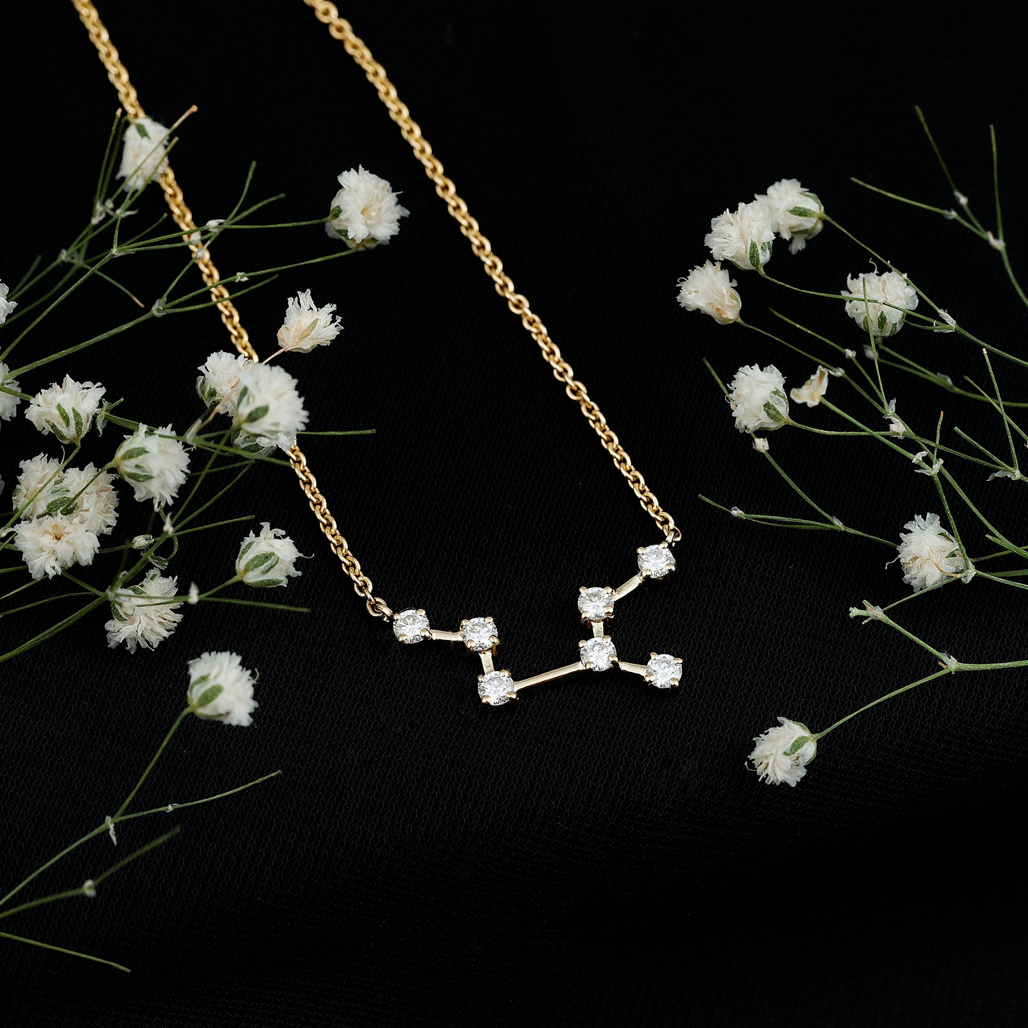 Moissanite Virgo Zodiac Constellation Necklace