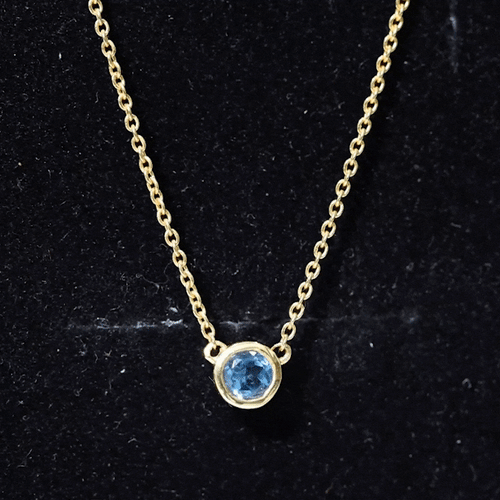 0.6 Carat Round London Blue Topaz Solitaire Necklace in Bezel Setting