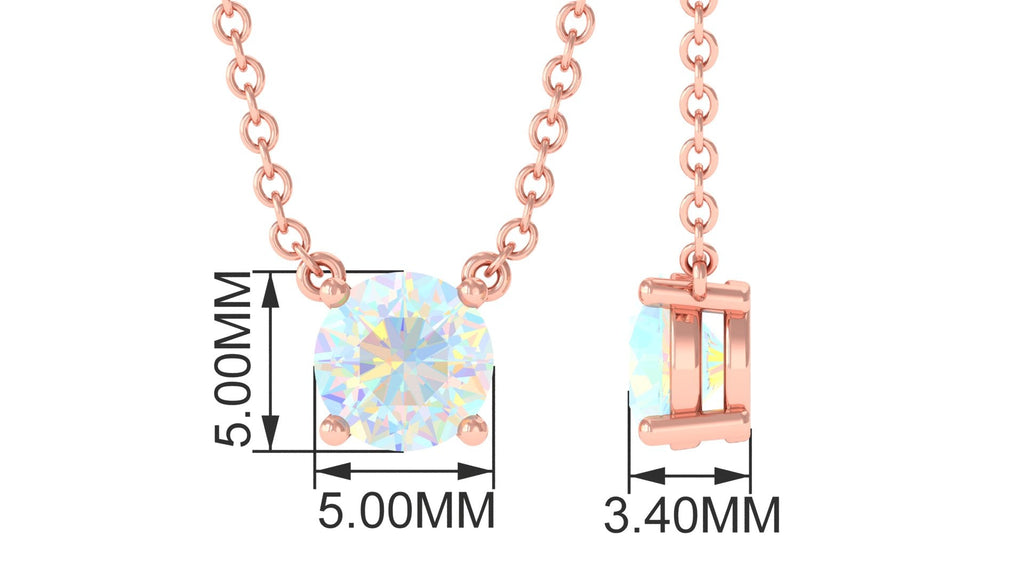5 MM Round Shape Ethiopian Opal Solitaire Necklace in Prong Setting