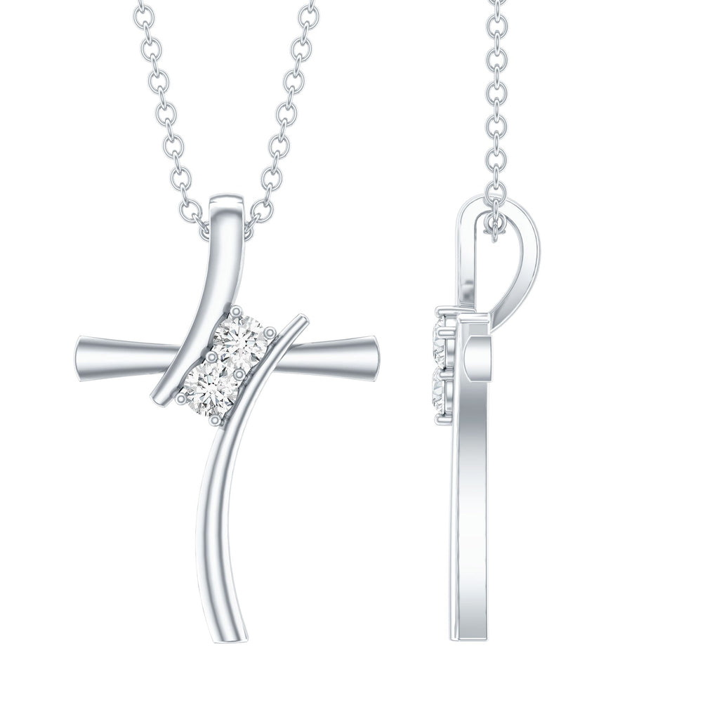 Certified Moissanite Cross Pendant Necklace in sterling Silver