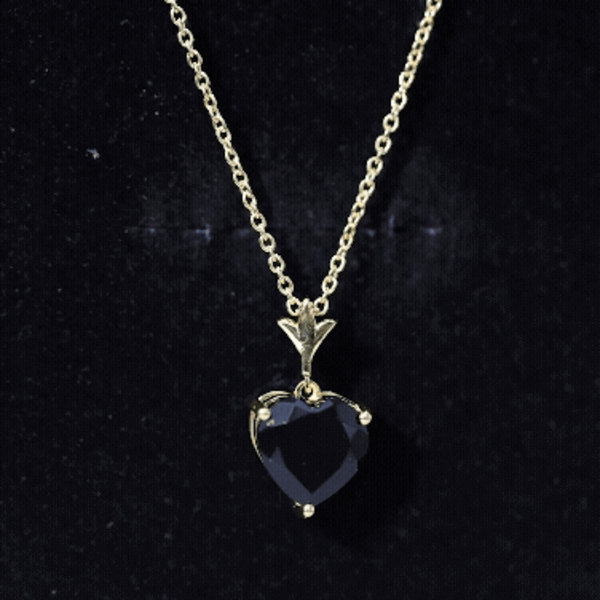 3.5 Carat Solitaire Lab Created Black Diamond Heart Necklace with Silver Chain