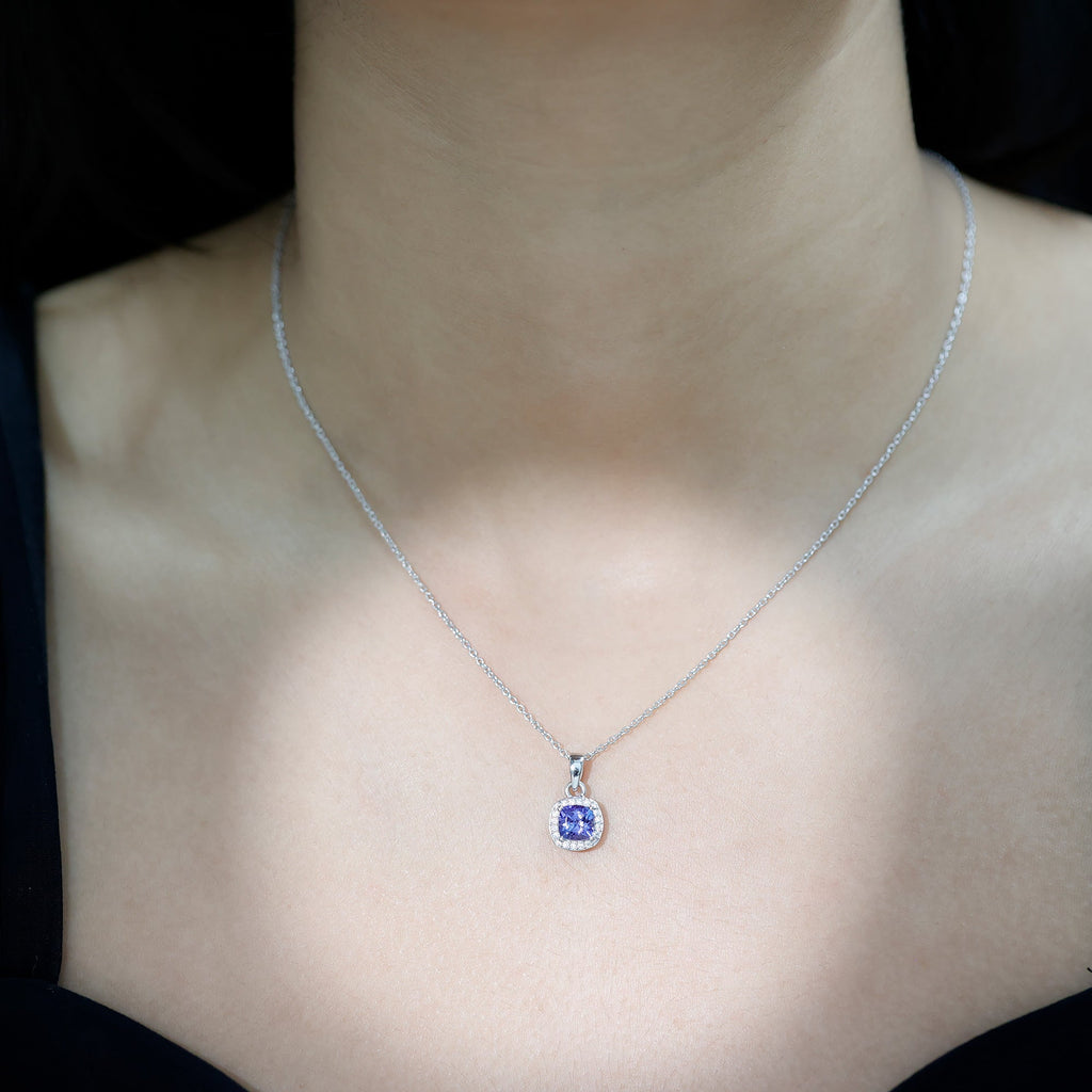 Real 1.2 Carat Tanzanite Bridal Necklace with Silver Chain