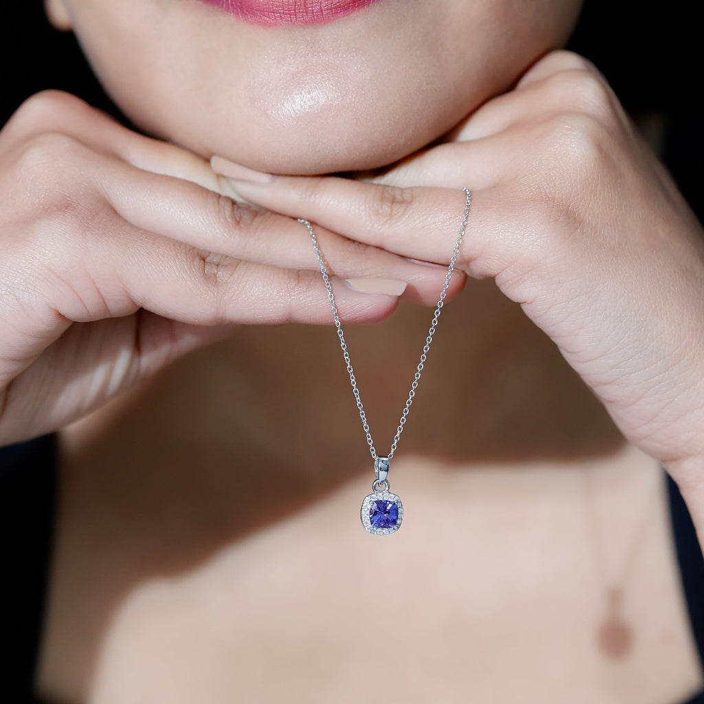 Real 1.2 Carat Tanzanite Bridal Necklace with Silver Chain