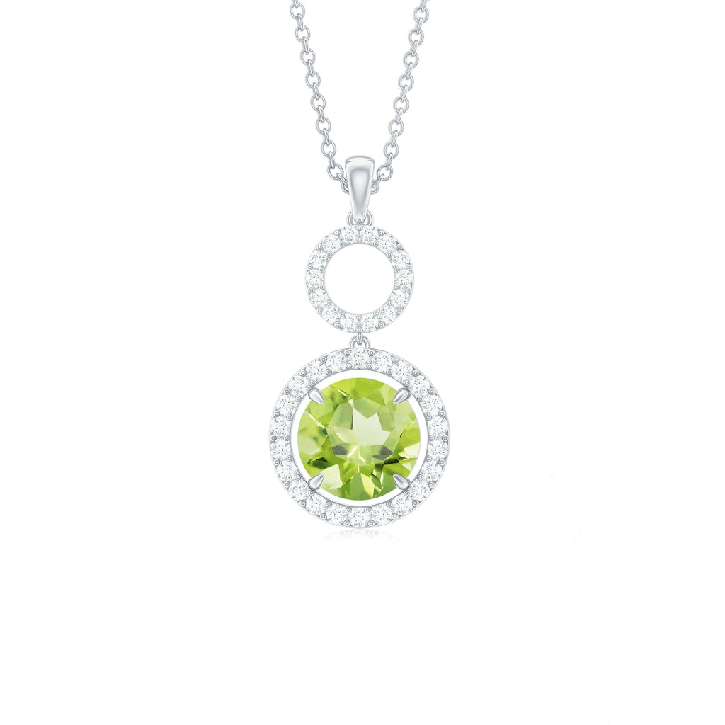 Round Peridot and Diamond Dangle Pendant