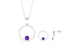 Real Amethyst and Moissanite Eternity Pendant Earrings Set