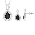 Natural Black Onyx Infinity Necklace and Earrings Set for Women