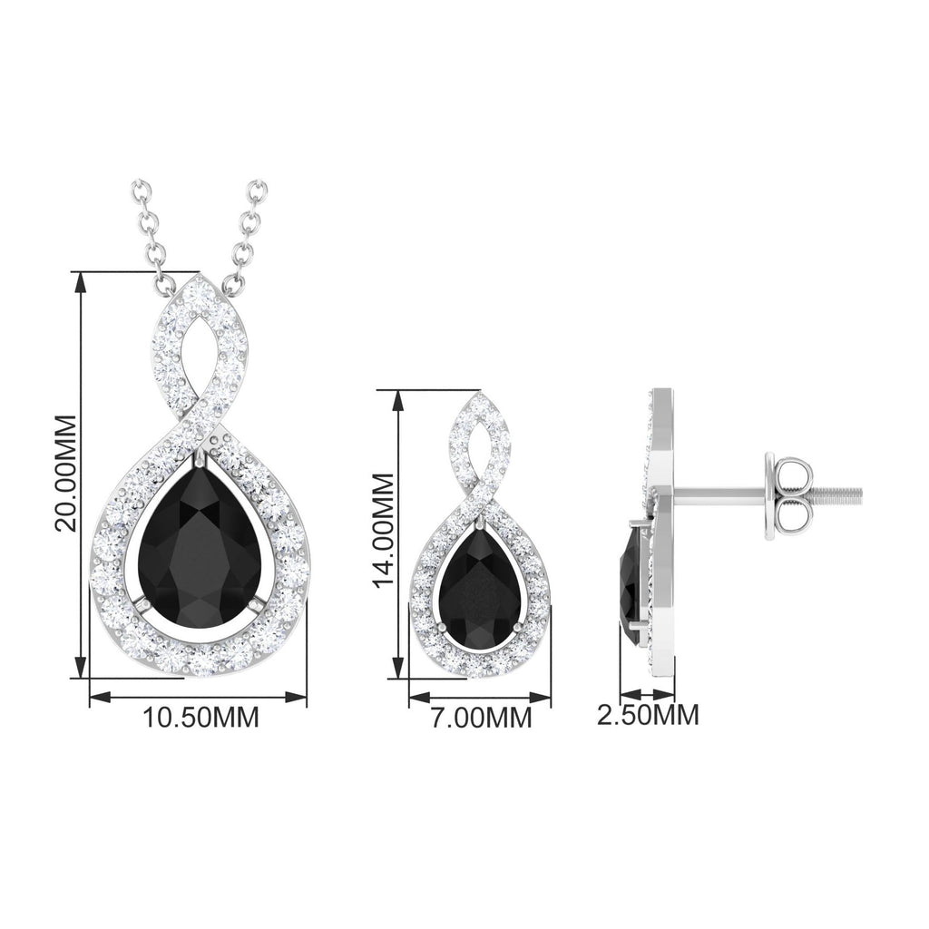 Natural Black Onyx Infinity Necklace and Earrings Set for Women