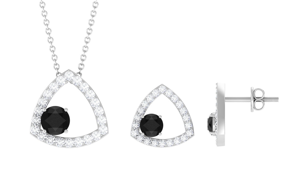 Certified Real Black Onyx Geometric Jewelry Set with Moissanite