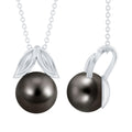 7.5 Carat Black Tahitian Pearl Solitaire Pendant with Leaf Motif