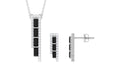 Real Baguette Shape Black Onyx Diamond Bar Jewelry Set for Women