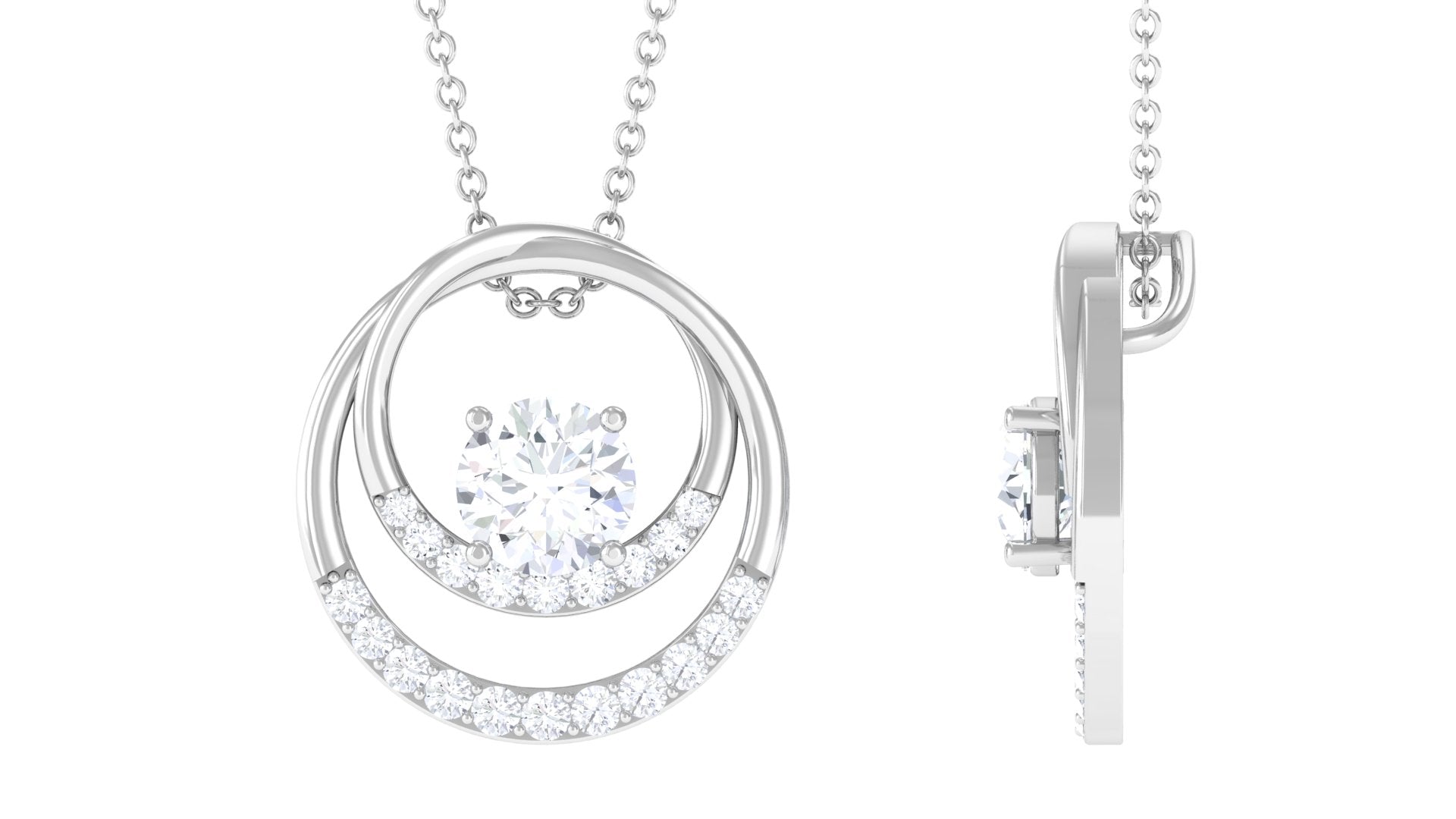 1.4 Carat Certified Moissanite Interlocked Circle Pendant Necklace