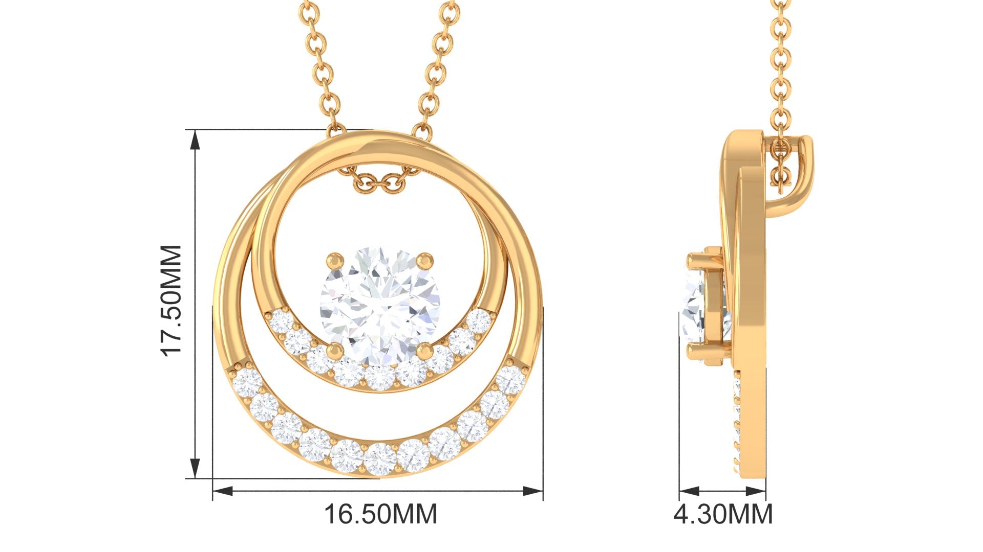 1.4 Carat Certified Moissanite Interlocked Circle Pendant Necklace