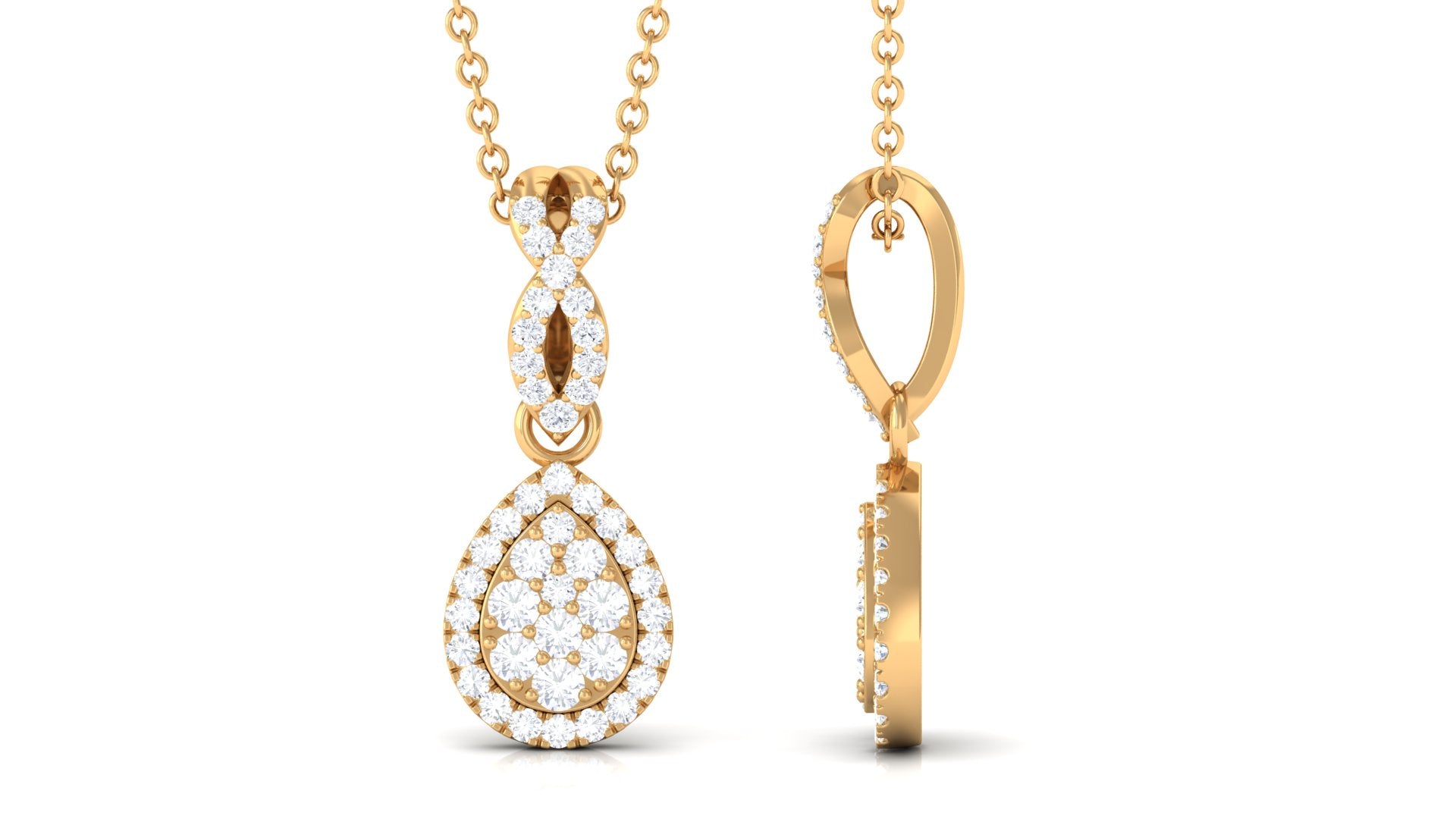 Real Diamond Teardrop Pendant Necklace with Infinity Bail