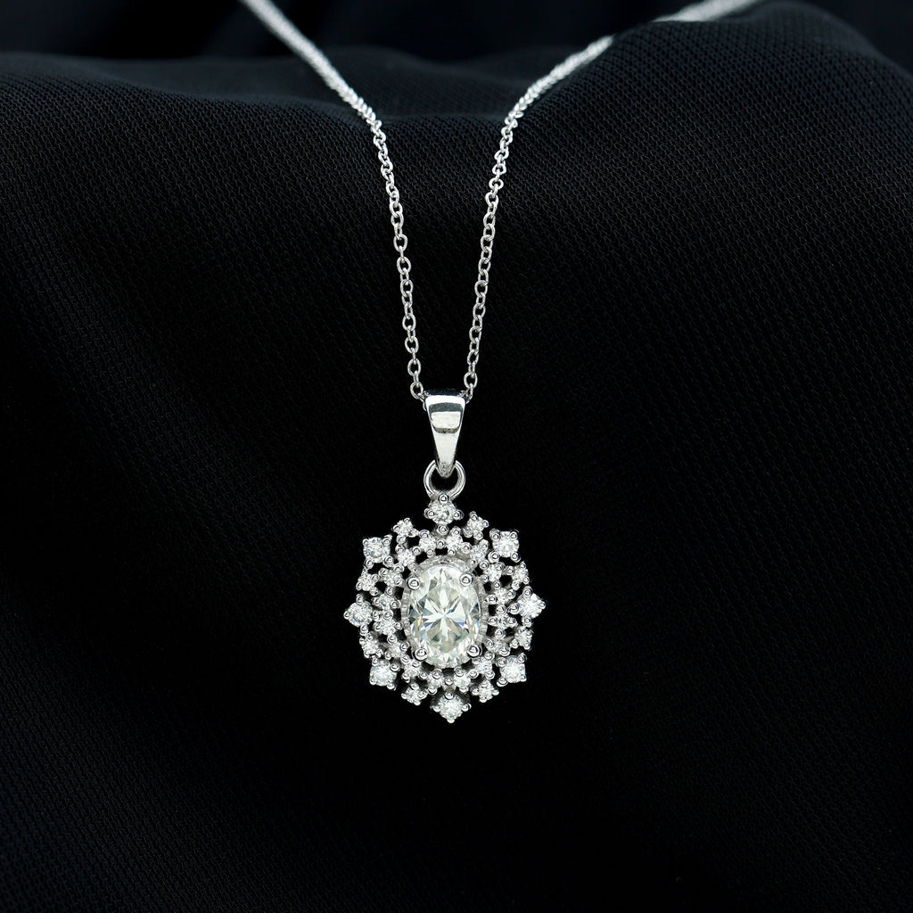 Vintage Style Oval Moissanite Bridal Necklace With Chain