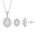 Oval Shaped Cubic Zirconia Halo Pendant and Earrings Set