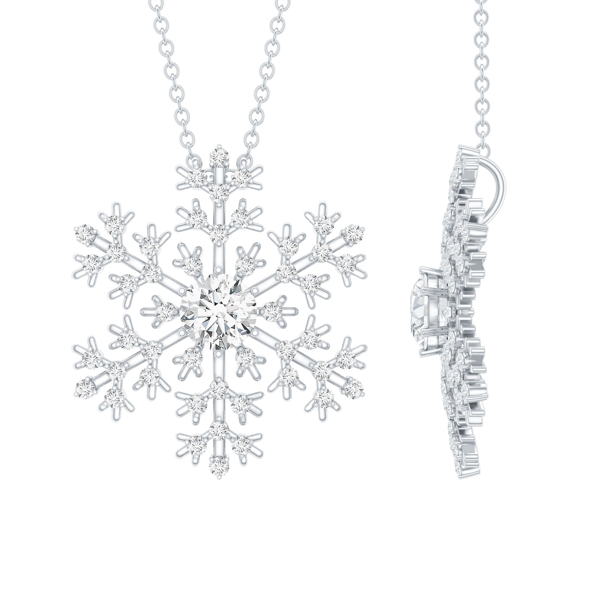 Lab Grown Diamond Snowflake Winter Necklace
