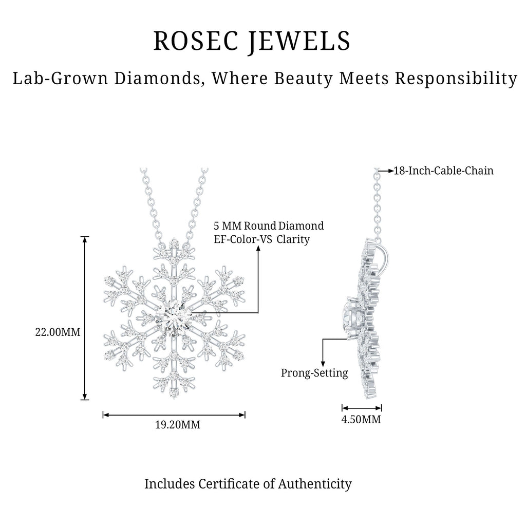 Lab Grown Diamond Snowflake Winter Necklace