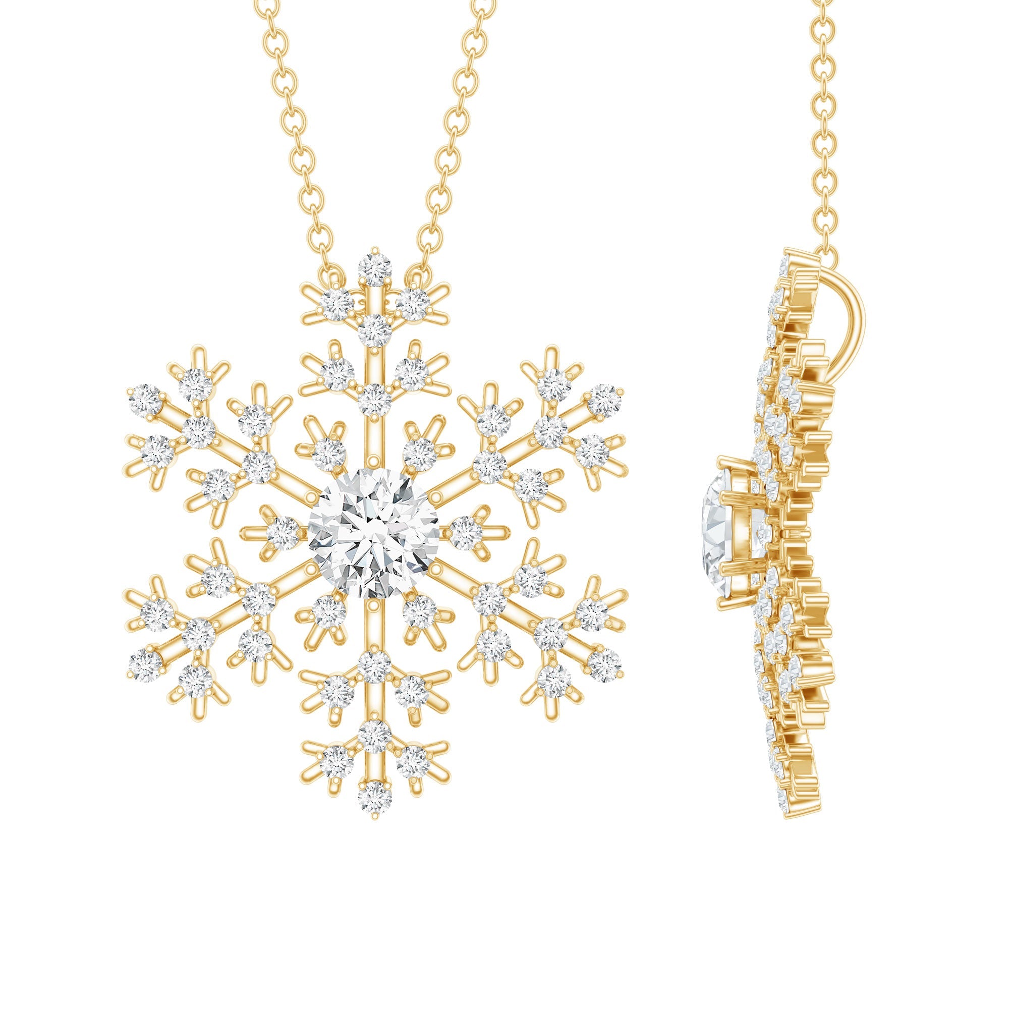 Lab Grown Diamond Snowflake Winter Necklace