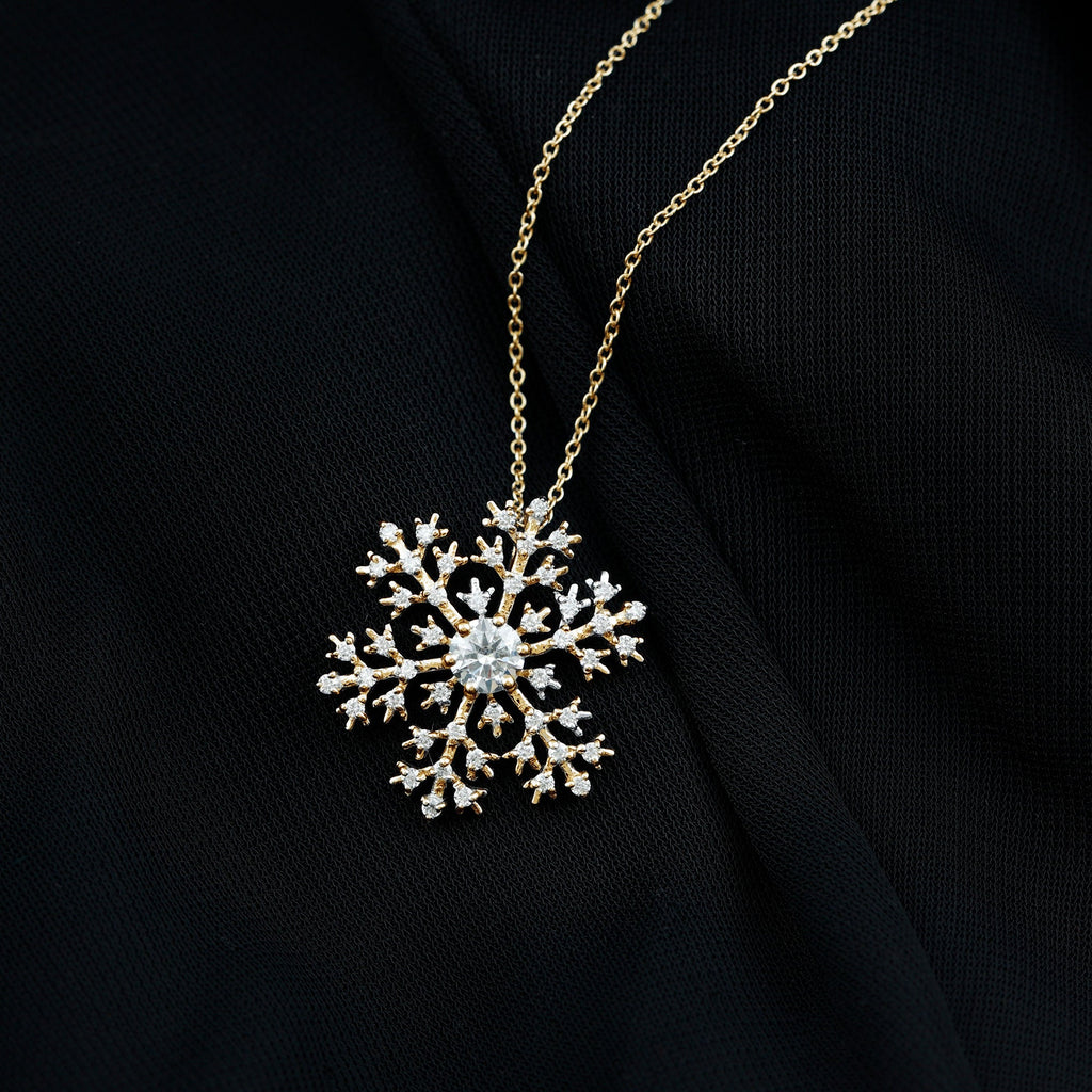 Lab Grown Diamond Snowflake Winter Necklace