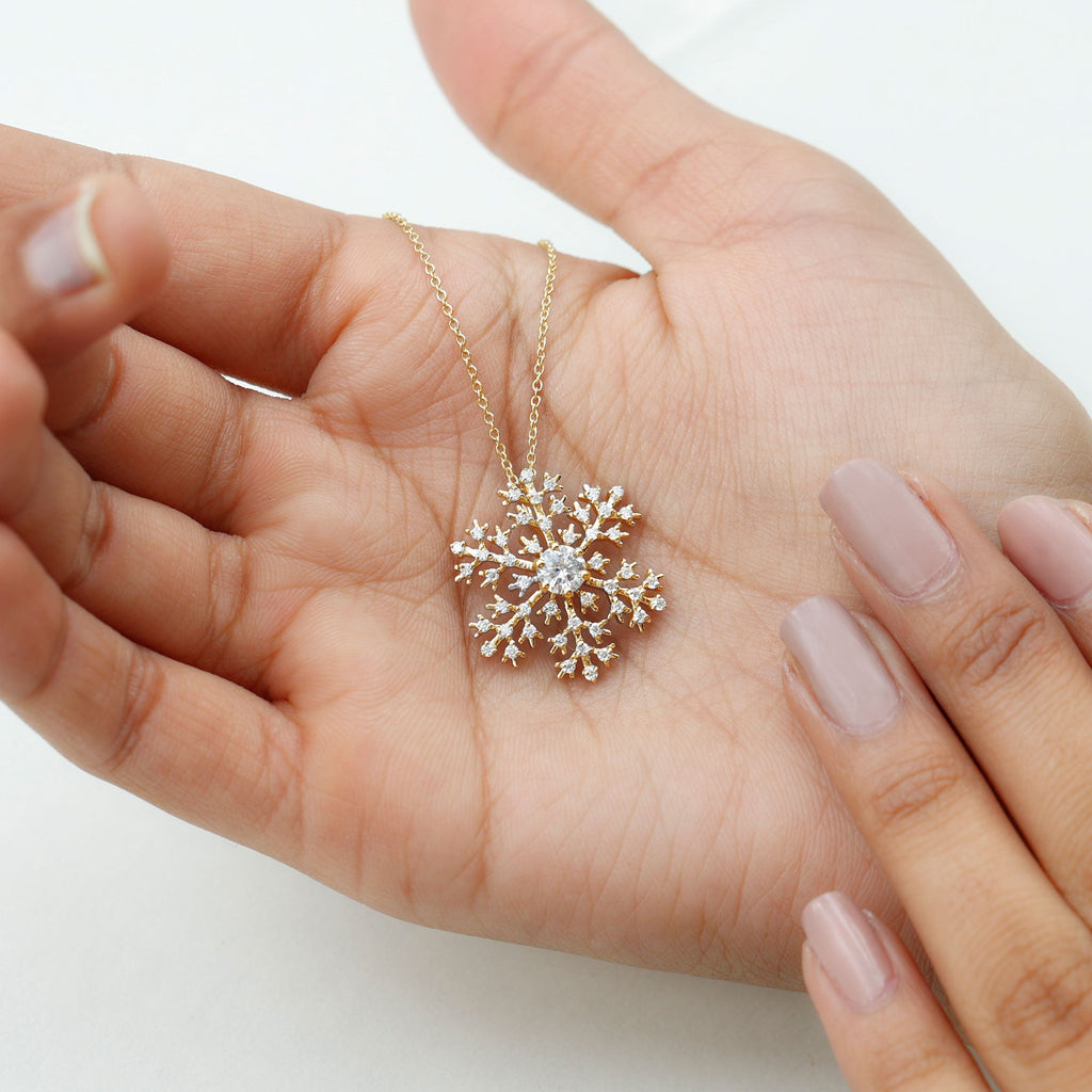 Lab Grown Diamond Snowflake Winter Necklace