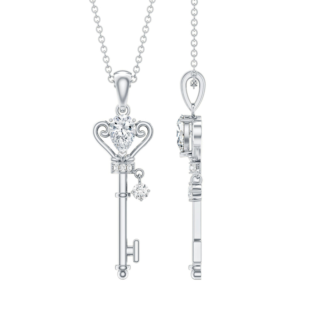 Certified Lab 5X7 MM Pear Shaped Diamond Key Pendant