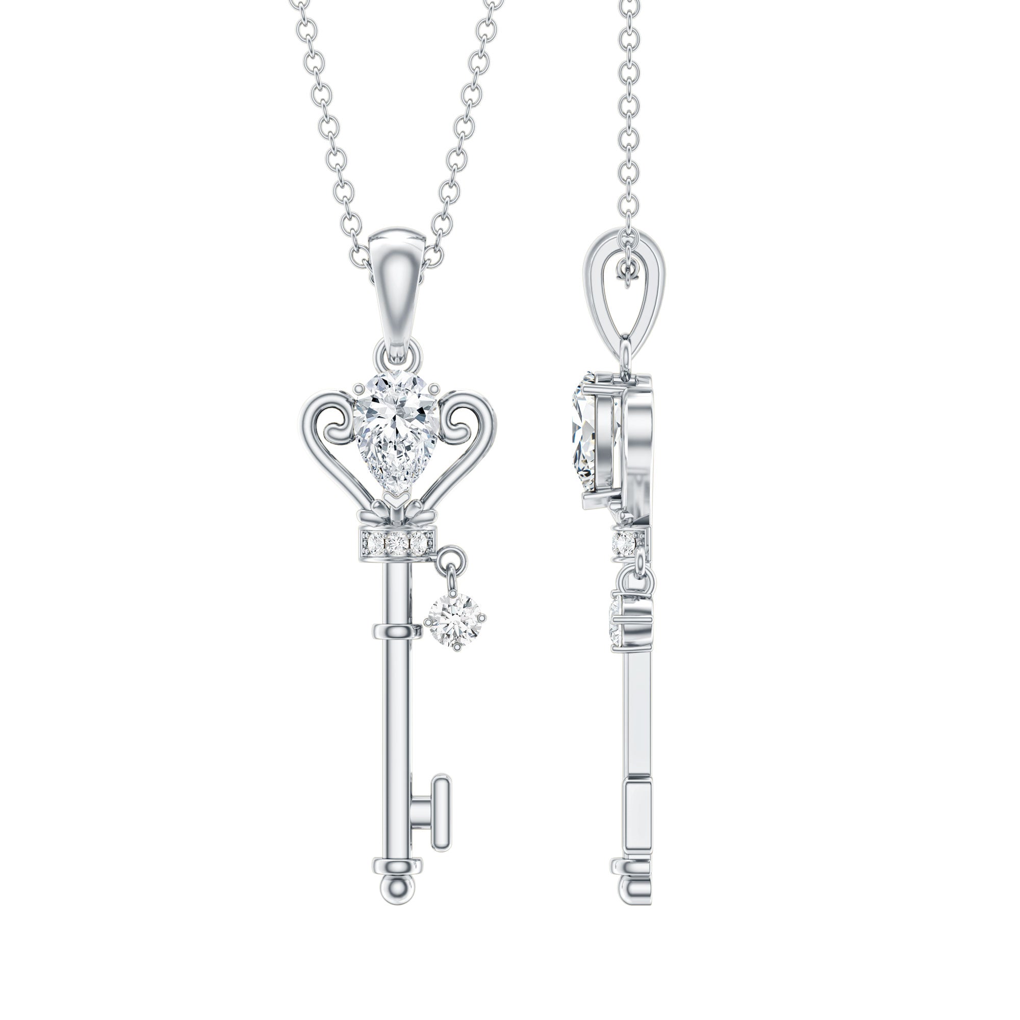 Certified Lab 5X7 MM Pear Shaped Diamond Key Pendant