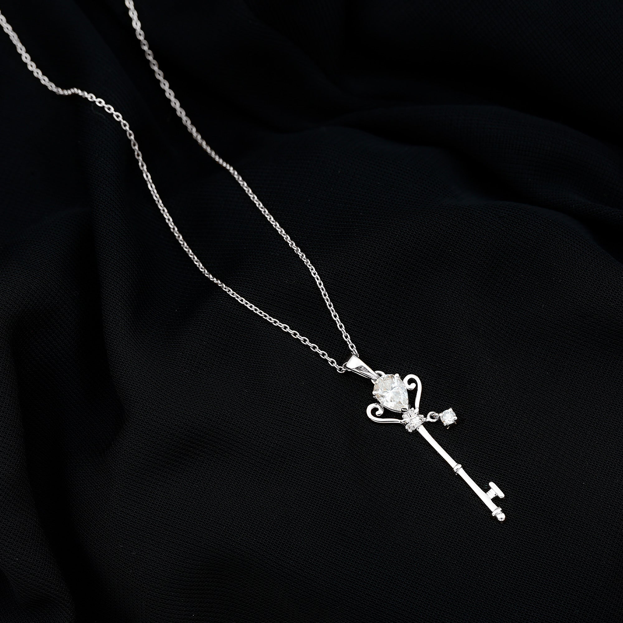 Certified Lab 5X7 MM Pear Shaped Diamond Key Pendant