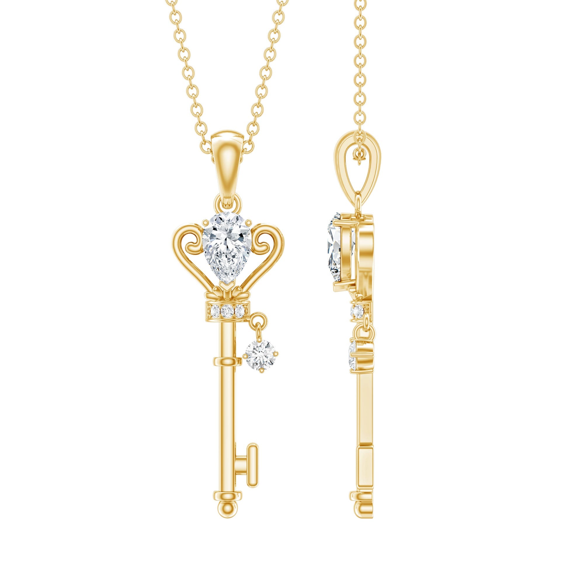 Certified Lab 5X7 MM Pear Shaped Diamond Key Pendant