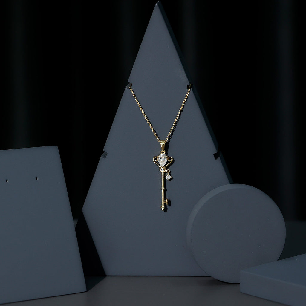 Certified Lab 5X7 MM Pear Shaped Diamond Key Pendant