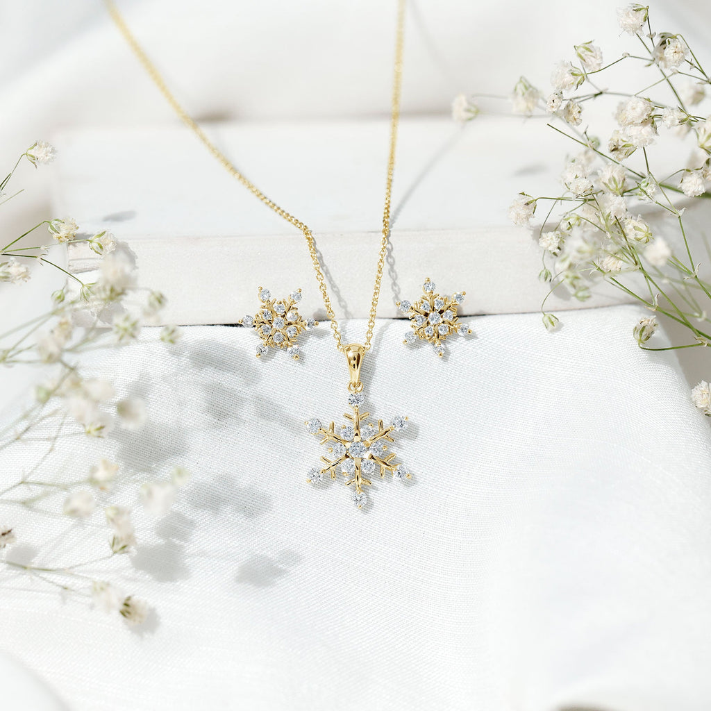 Certified Lab Grown Diamond Snowflake Jewelry Set
