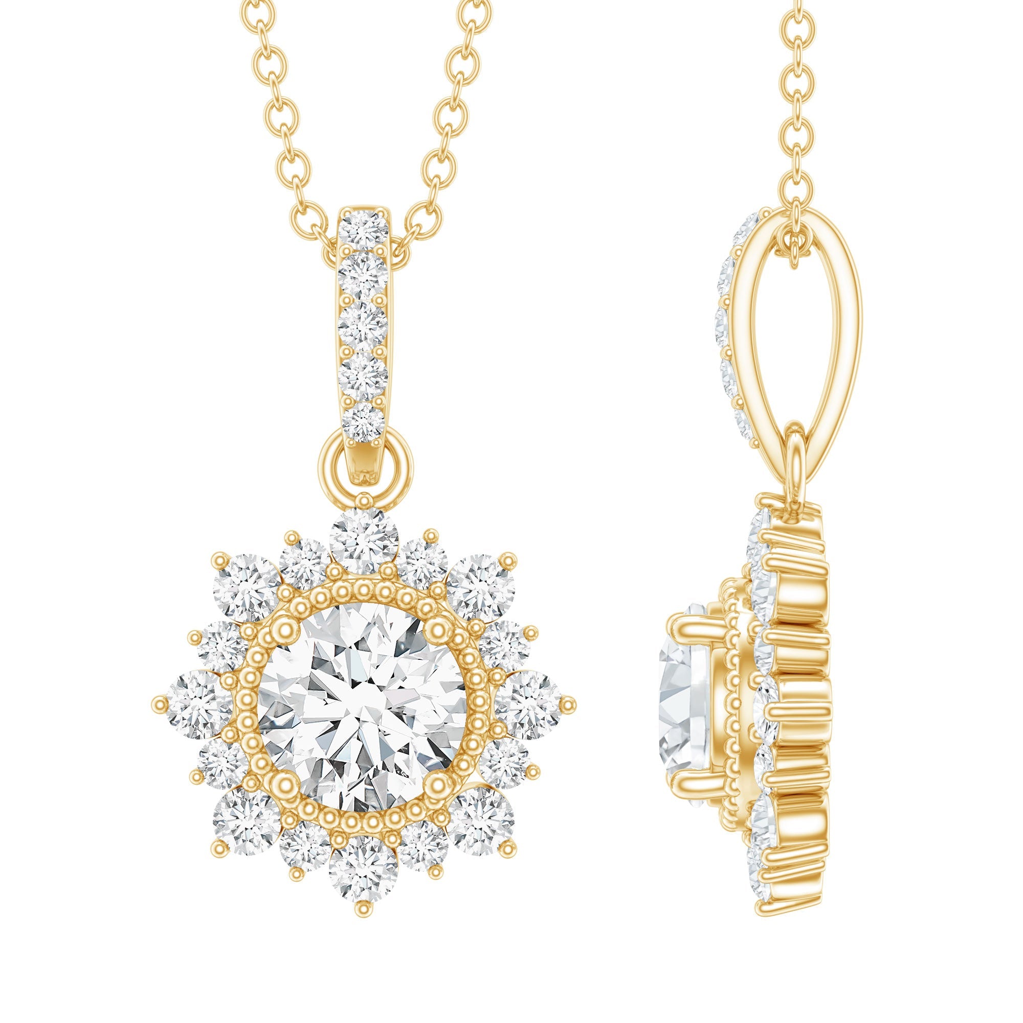 Certified Lab Grown Diamond Wedding Necklace With Chain