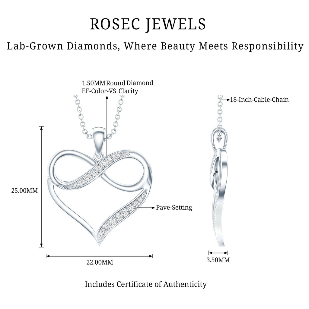 Certified Lab Grown Diamond Infinity Heart Necklace For Women