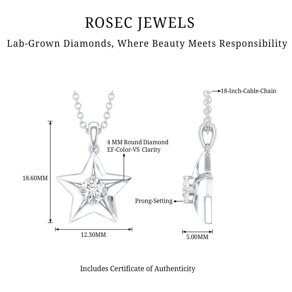 Certified Lab Grown Diamond Star Pendant Necklace For Her