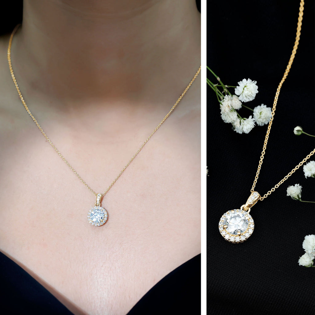 Certified 2 Carat Lab Grown Diamond Halo Pendant Necklace