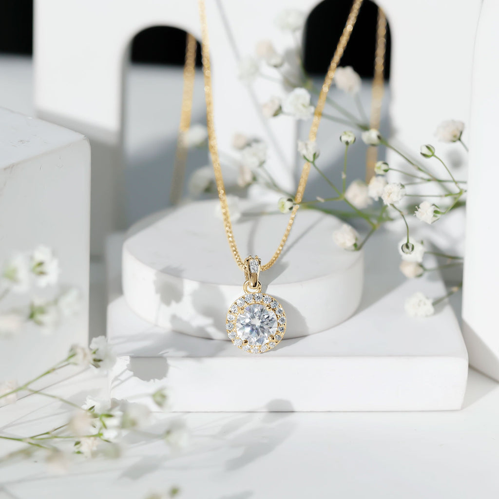 Certified 2 Carat Lab Grown Diamond Halo Pendant Necklace