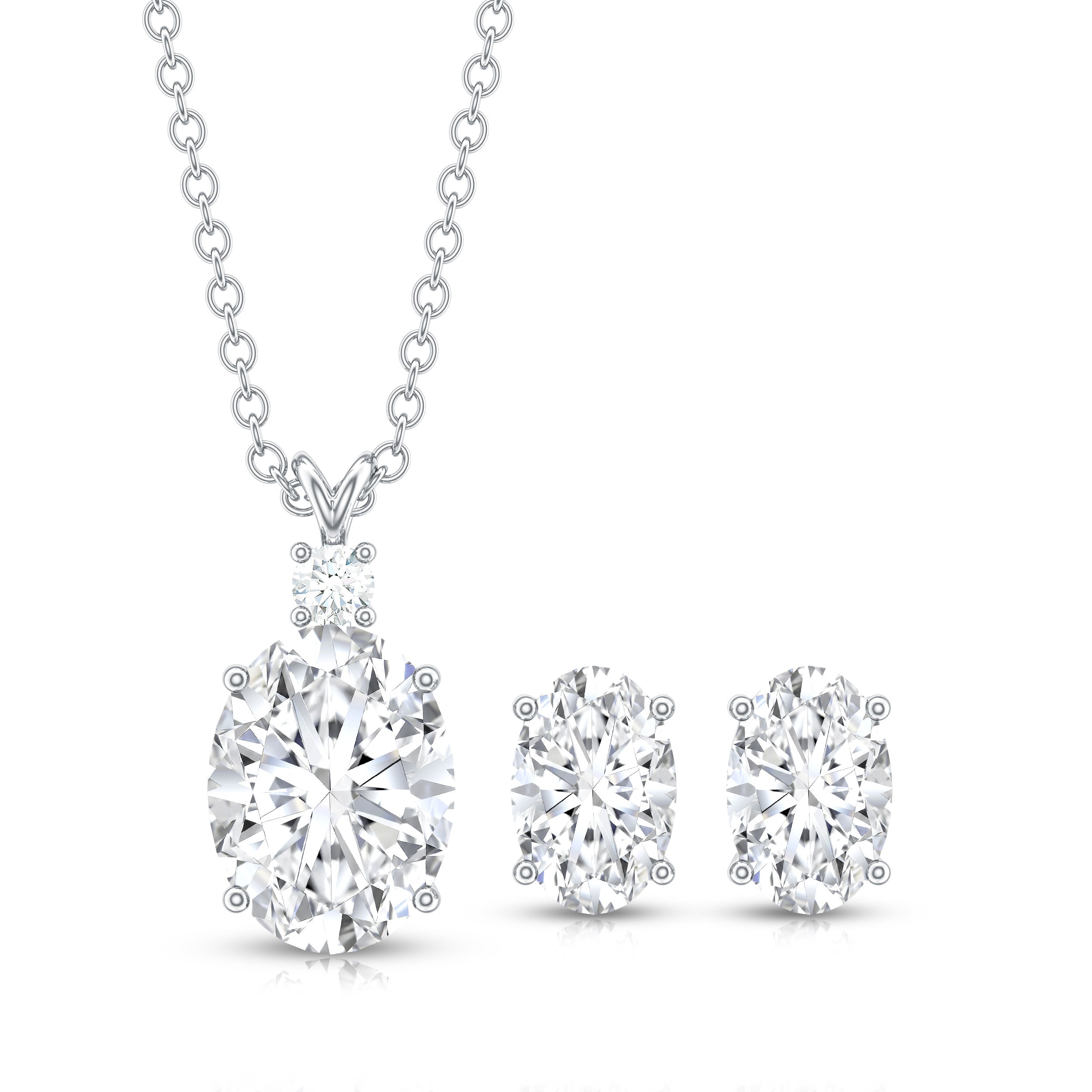 Certified Oval Shaped Lab Grown Diamond Bridal Jewelry Set