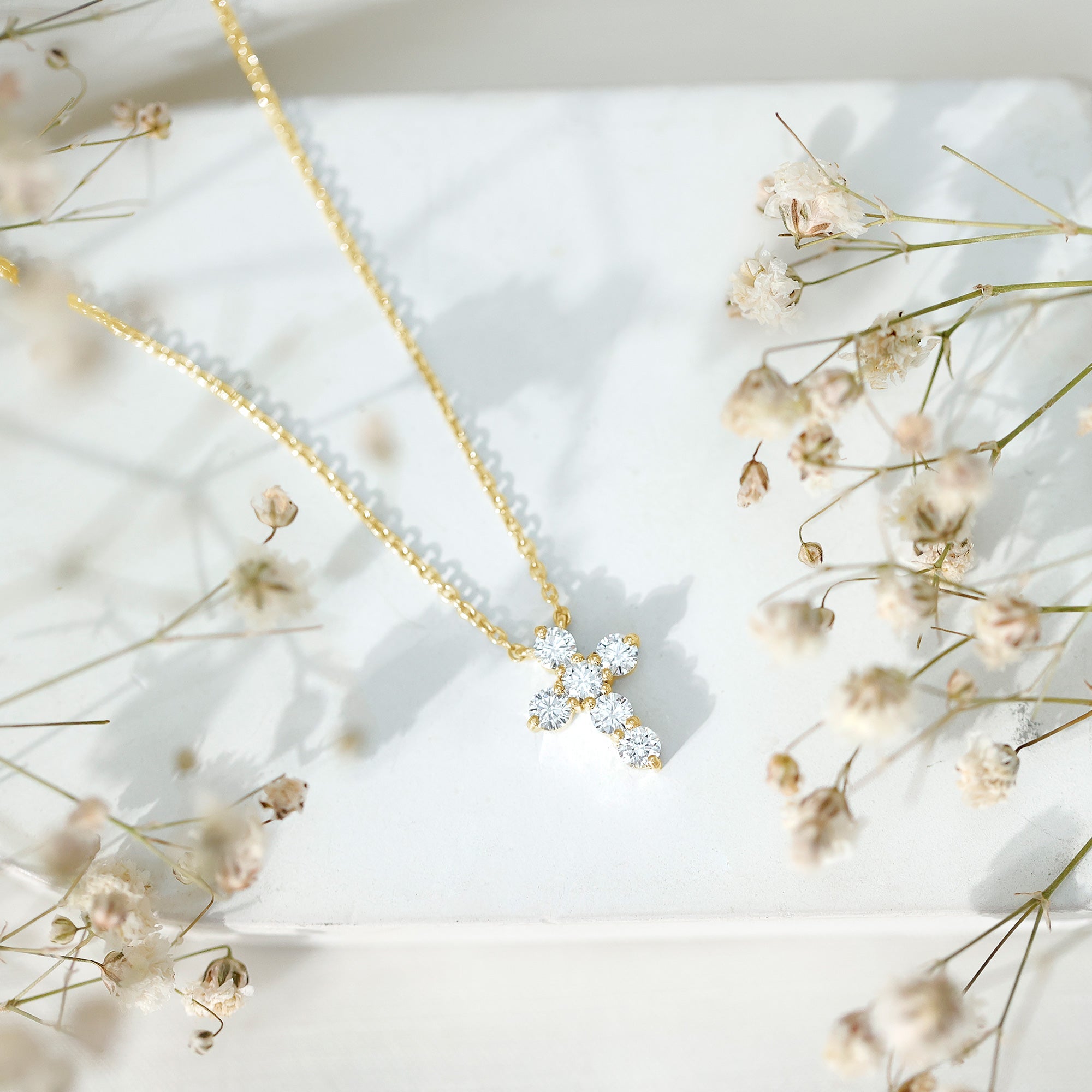 Lab Grown Diamond Religious Cross Pendant Necklace
