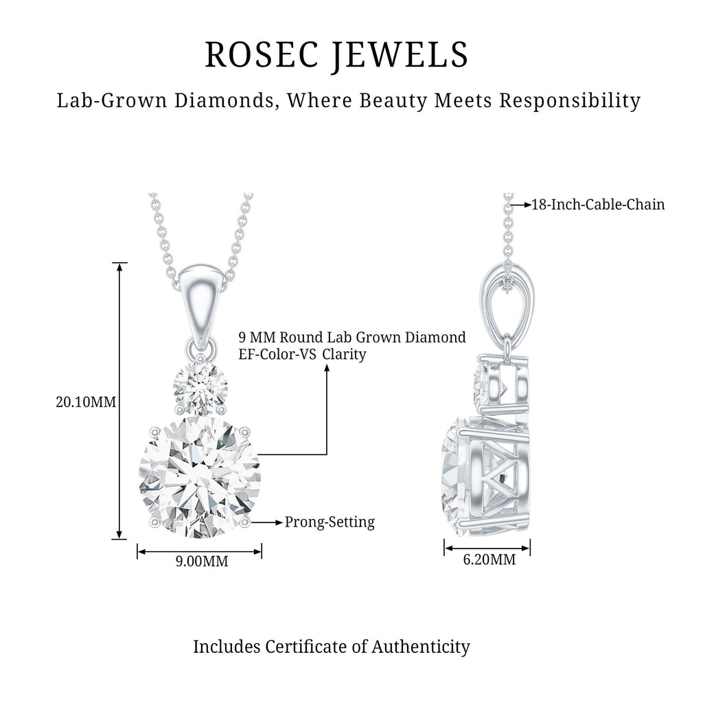 Certified Lab Grown Diamond 2 Stone Necklace For Women