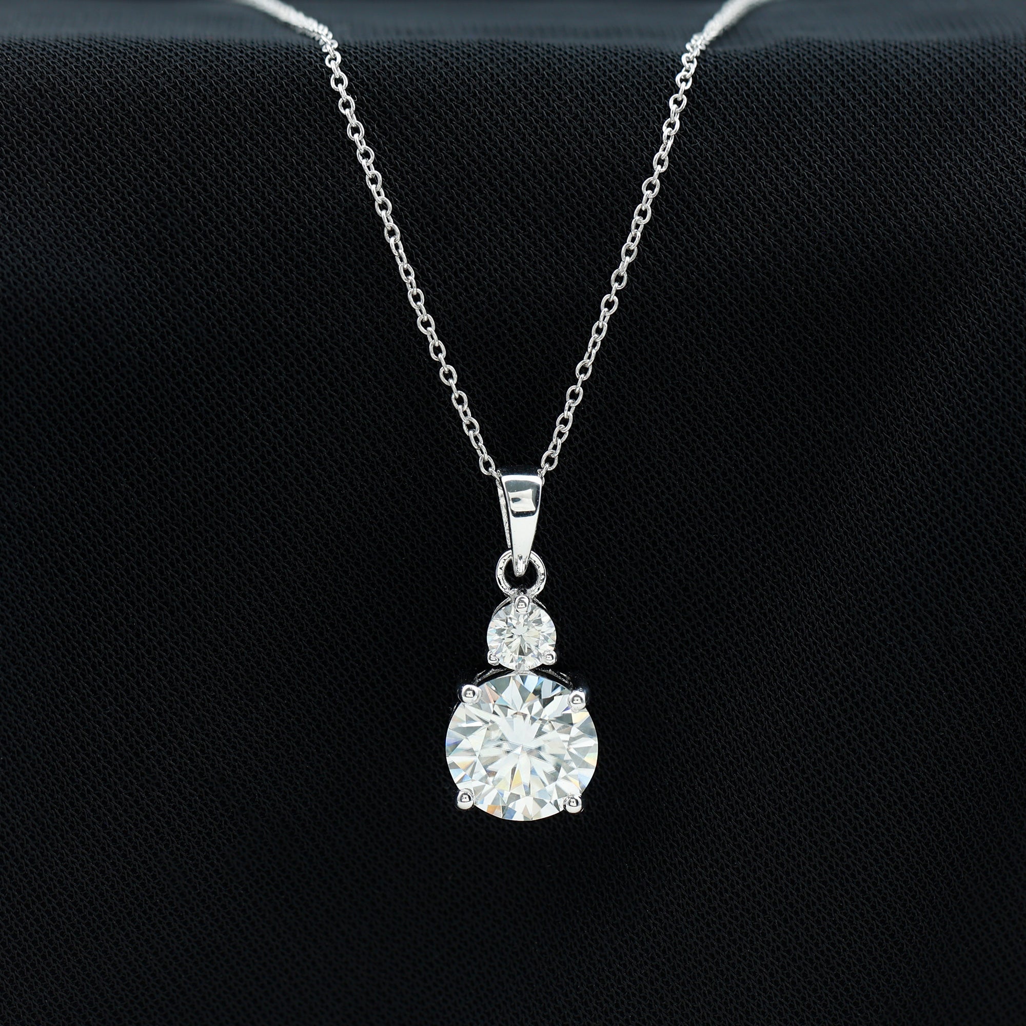 Certified Lab Grown Diamond 2 Stone Necklace For Women