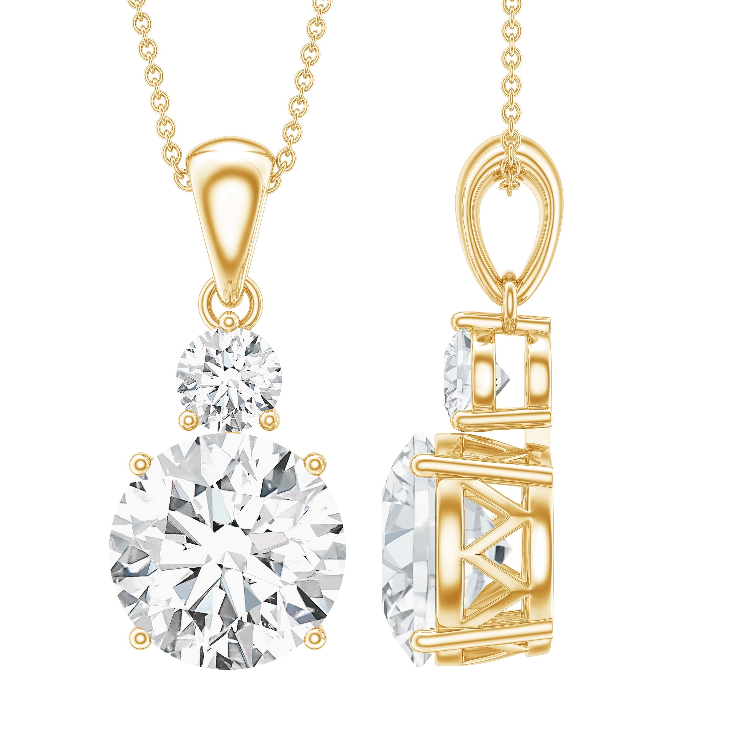 Certified Lab Grown Diamond 2 Stone Necklace For Women