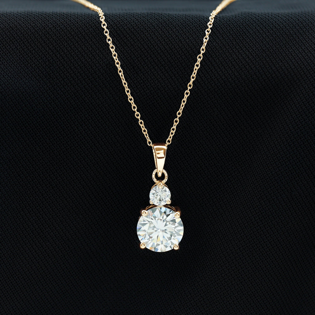 Certified Lab Grown Diamond 2 Stone Necklace For Women